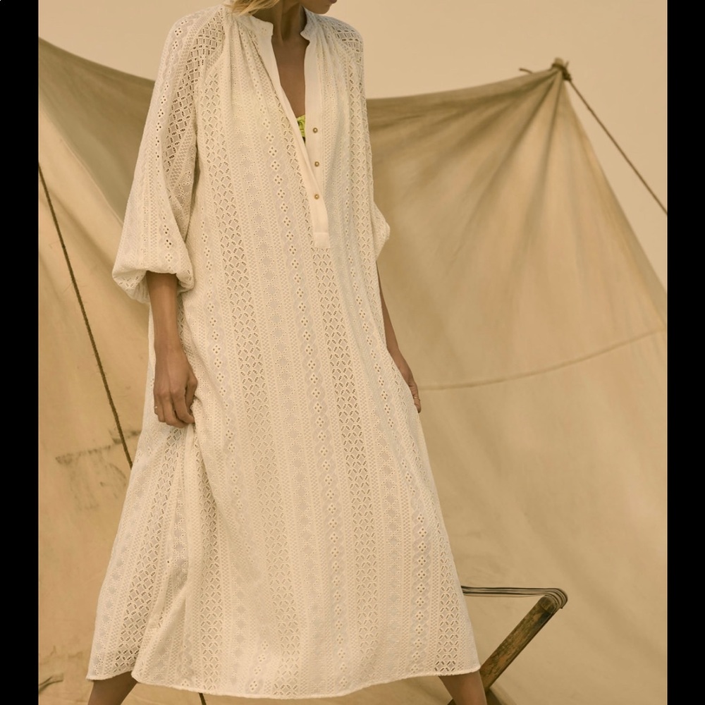 NWT ZARA OPENWORK EMBROIDERY MIDI DRESS
